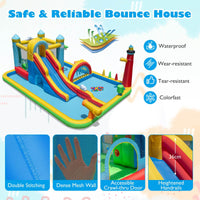 Inflatable Water Slide, Giant Water Park w/ Long Slide, Jumping Area, Climbing Wall, Splash Pools