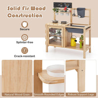 Kids Pretend Play Kitchen Toy Set with Removable Sink, Faucet, Dual Stoves