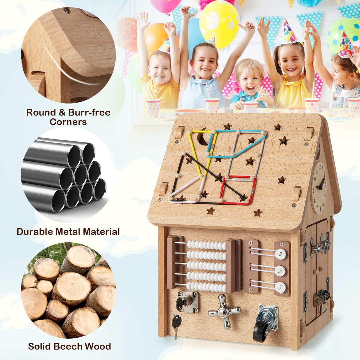 Multi-purpose Busy House with Sensory Games for Boys & Girls Ages 3 + Years Old