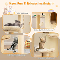 Multi-Level Cat Tree, Solid Wood Cat Tower with 3-Story Cat Condo 2 Perches