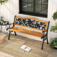 Giantex Outdoor Bench with Slatted Seat, Curved Armrests