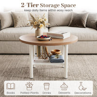 Giantex Round Coffee Table, 2-Tier Modern Circular Center Table