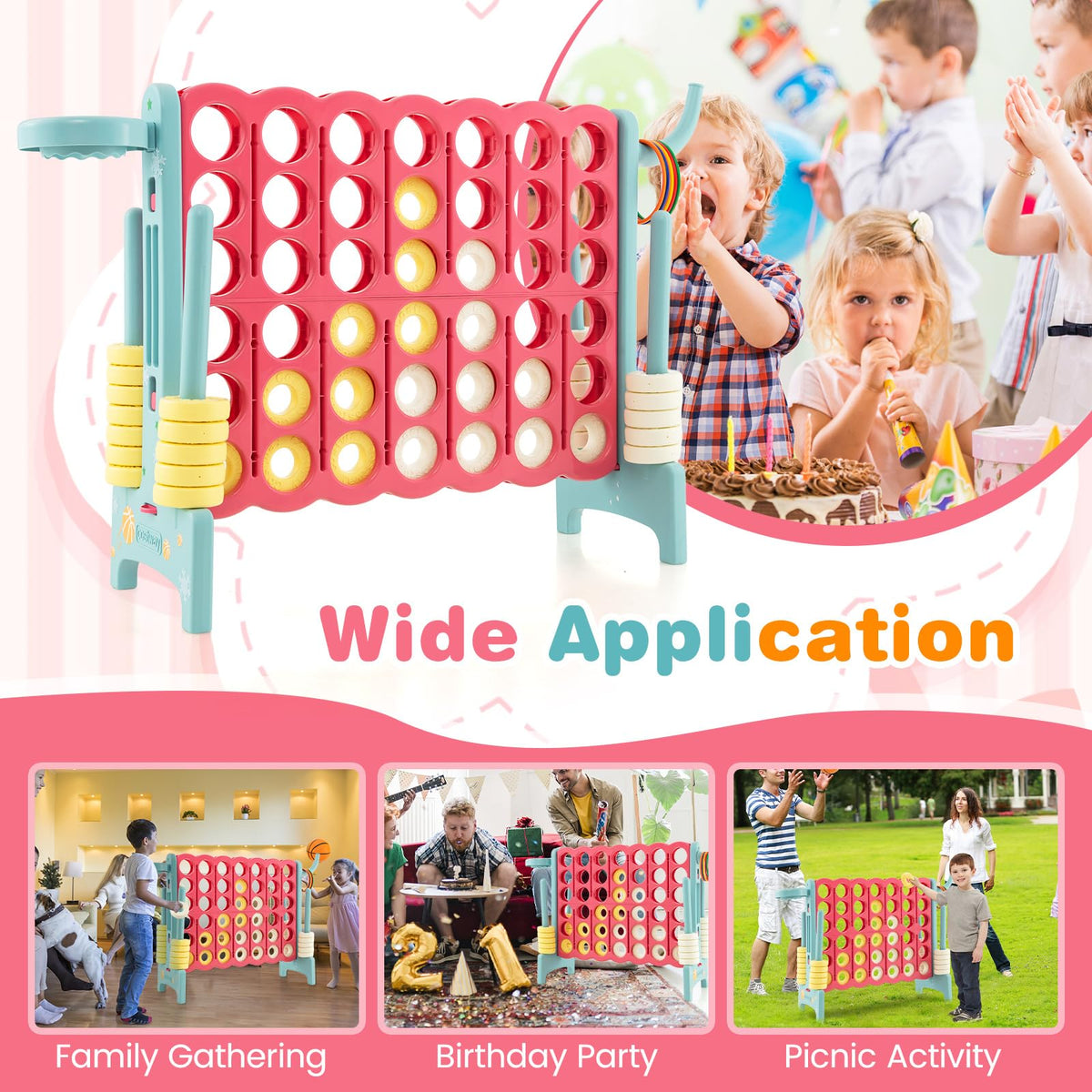 Giant 4-in-A Row, Jumbo 4-to-Score Giant Game Set for Kids & Adults