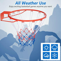 Basketball Rim Wall Door All-Weather Hanging Mounted Basketball Hoop w/ Net
