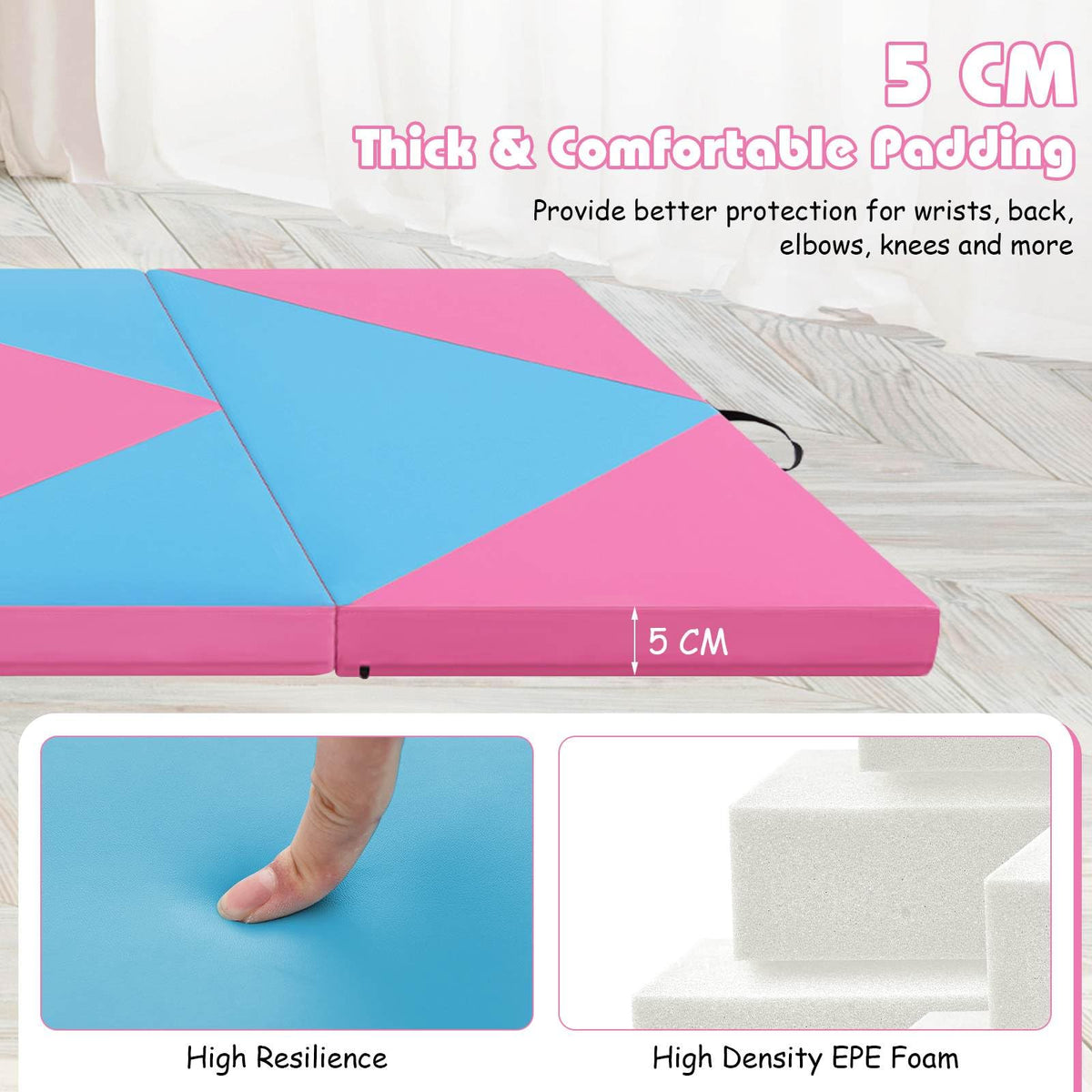 117 x 60 x 20 cm Gymnastics Mat, 4-fold Tumbling Mat