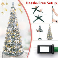 180cm Pre-Lit Pop Up Christmas Tree w/ 140 Warm White LED Lights
