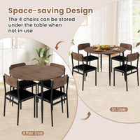 Round Kitchen Table Set w/Drop Leaf Tabletop