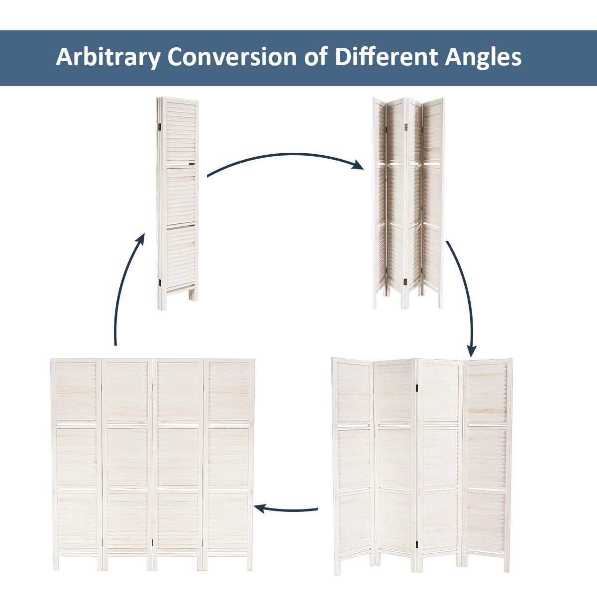 Giantex 4-Panel Room Divider, Portable Partition Screen w/Removable Storage Shelves