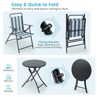 3 Piece Outdoor Folding Bistro Set with Folding Table for Outdoor/Indoor Use