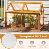 Wood Cold Frame Greenhouse, Portable Raised Flower Planter Protection with Transparent Panels