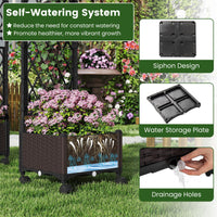 163cm Tall Self-Watering Planter Boxes with Lattice Trellis and Roof