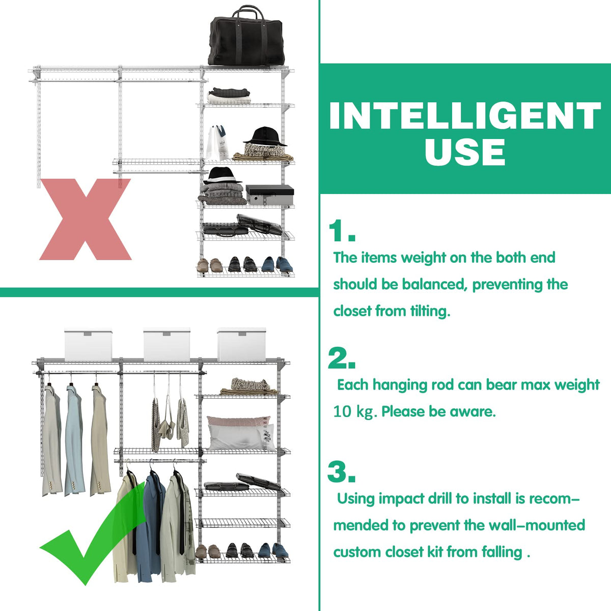 Giantex 4-to-6-Foot Custom Closet Organizer System Kit, Smart Closet Organizer System