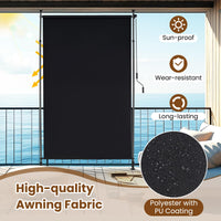 150/200 cm Vertical Retractable Patio Awning with Crank Handle