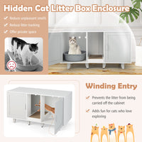 Cat Litter Box Enclosure Bench, Hidden Cat Box Washroom w/Doors