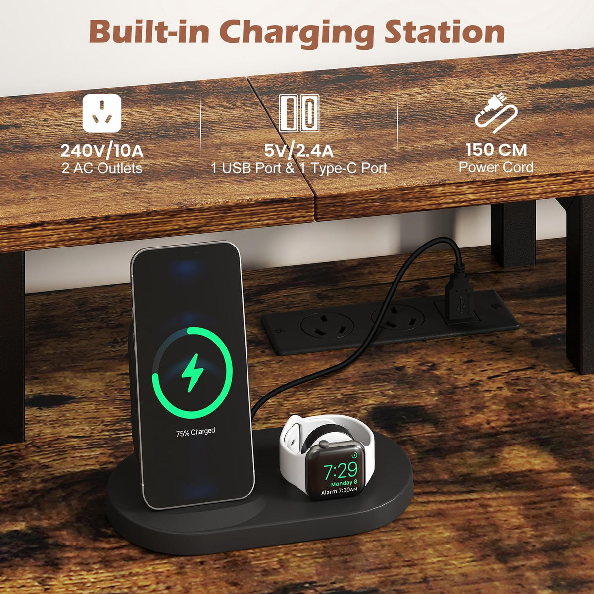 Giantex Reversible Office Desk with Charging Station