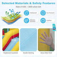 Inflatable Bounce House, 7-in-1 Giant Bouncy Castle with Slide, Tunnel, Basketball Hoop & Ring-toss Game (without Blower)