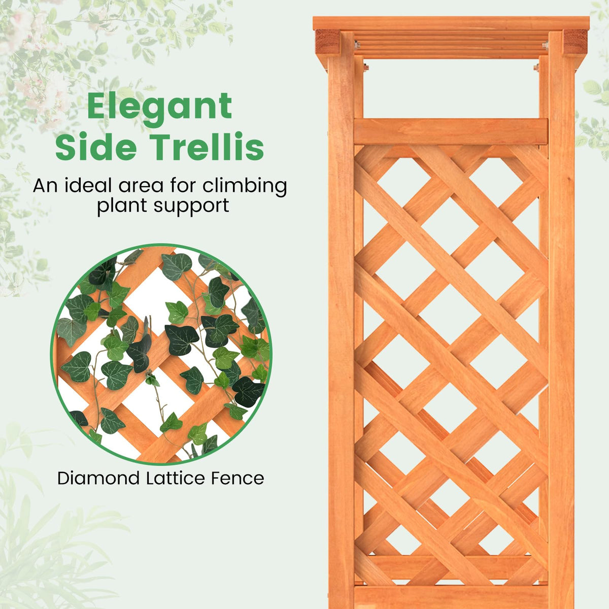 Giantex Raised Garden Bed with 2-Sided Trellis & Hanging Roof, 31" x 12.5" x 60"