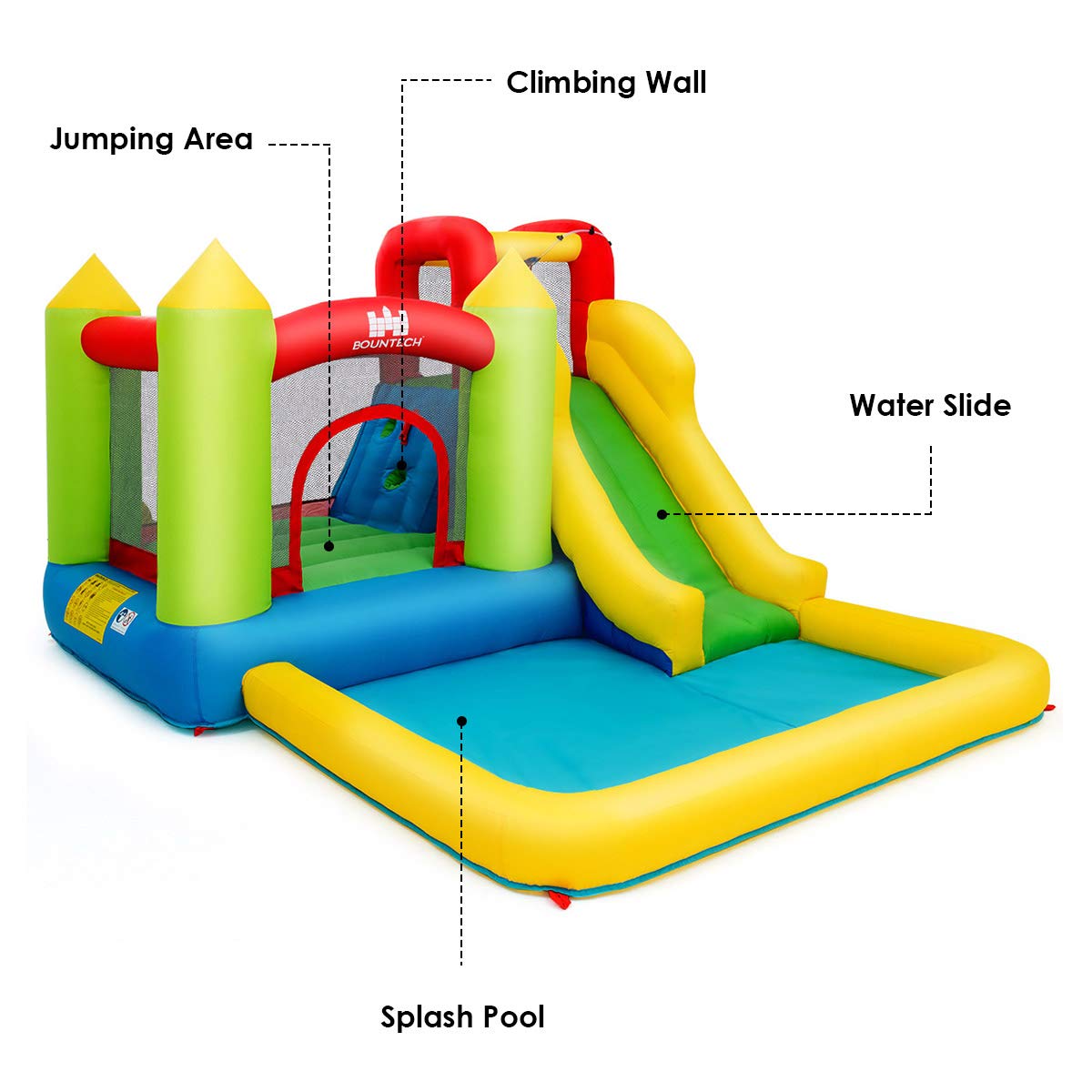 Inflatable Water Slide, Indoor Outdoor Kids Water Bounce House Jumping Castle Combo (Without Blower)