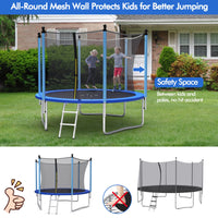 10/12/14 FT Outdoor Trampoline with Enclosure Net and Ladder