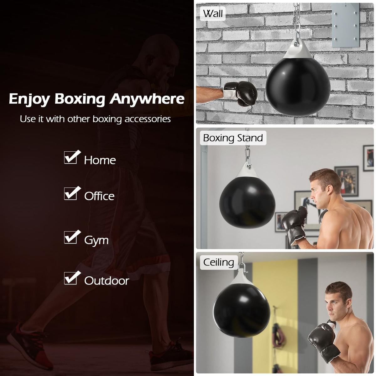 53.5 cm 81.5kg Water Punching Bag with Adjustable Metal Chain