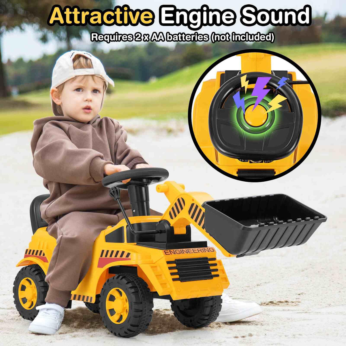Ride on Bulldozer Excavator Digger Toy with Adjustable Bucket