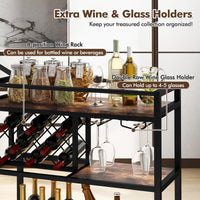 Giantex 3-Tier Bar Cart on Wheels Serving Cart w/Wine Rack & Glasses Holder