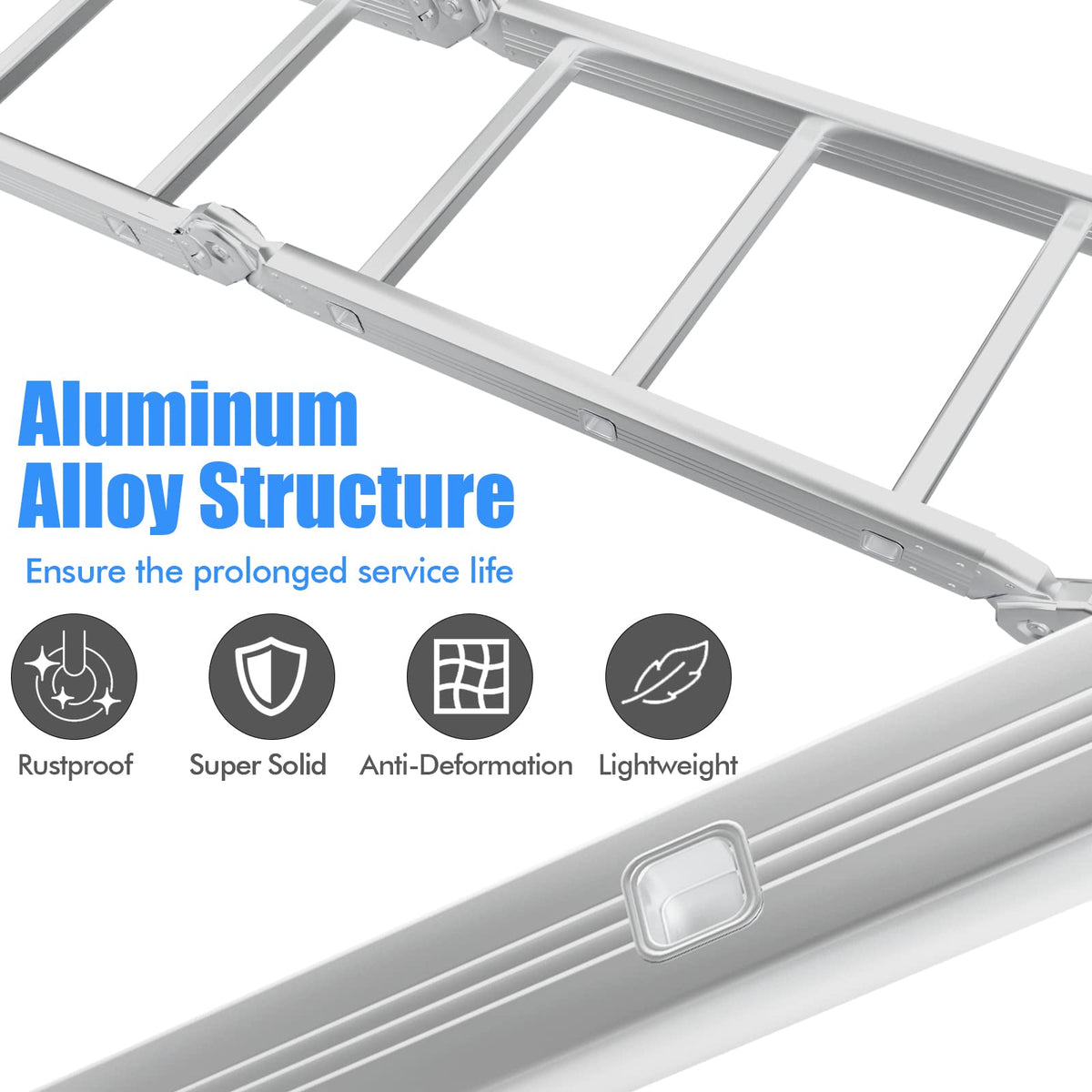 Giantex 7-in-1 12 Ft Folding Ladder, Multi Position Aluminium Extension Ladder