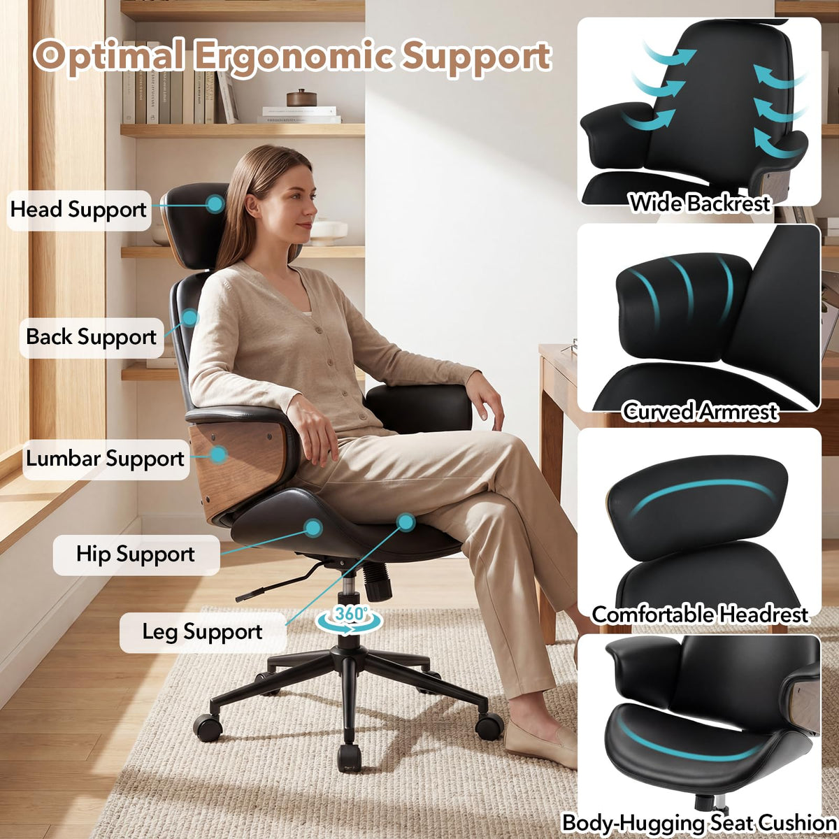 Ergonomic Office Chair with Headrest and Adjustable Height