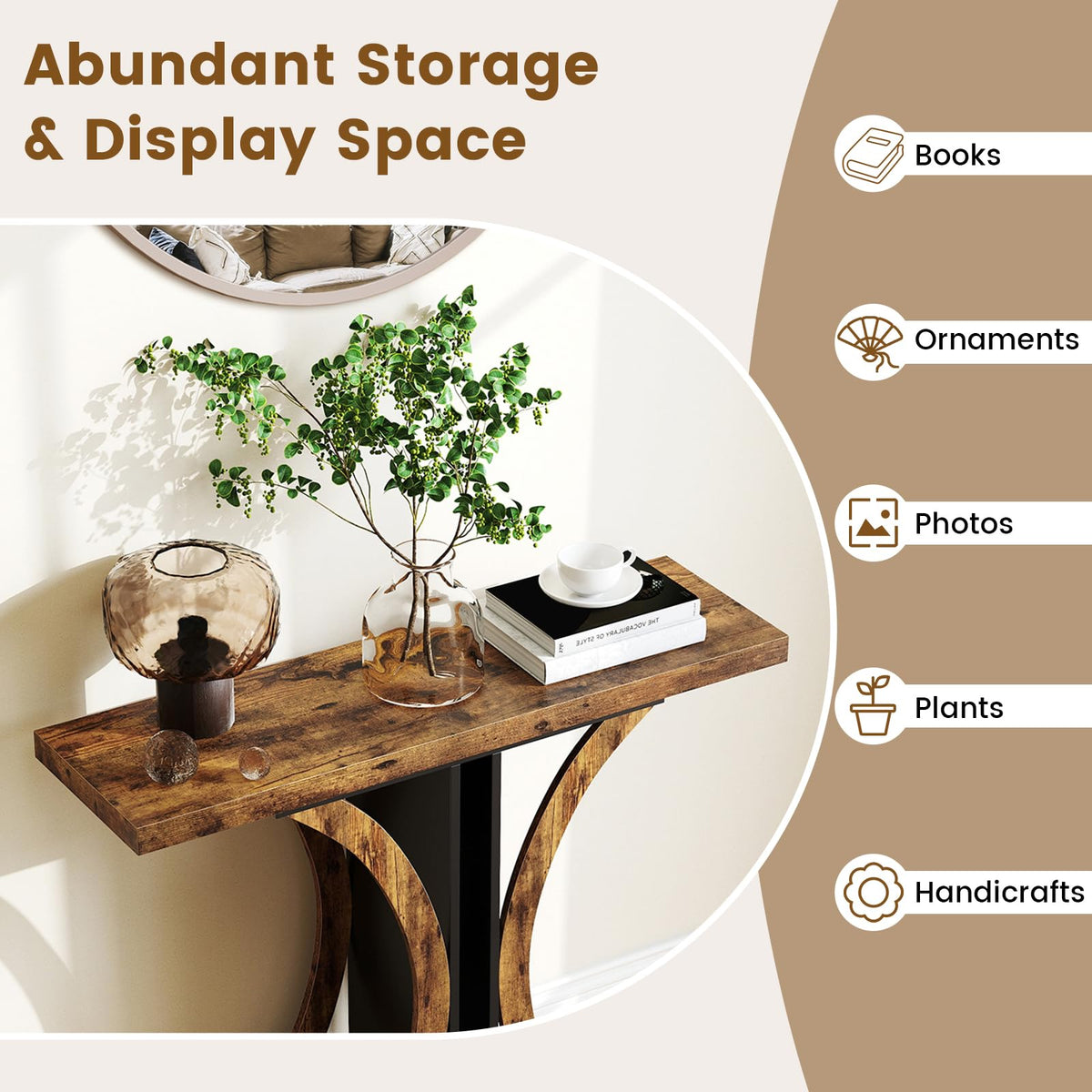 Lobby Rectangular Entry Table Console Table Rectangular Entryway Table with Geometric Frame – Giantex.au