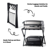 Home Luggage Rack Stand, Double Tiers Luggage Holder with Shoe Shelf, Home Organization