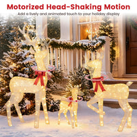 3-Piece Lighted Golden Christmas Reindeer Family Set with 280 Warm Yellow LED Lights