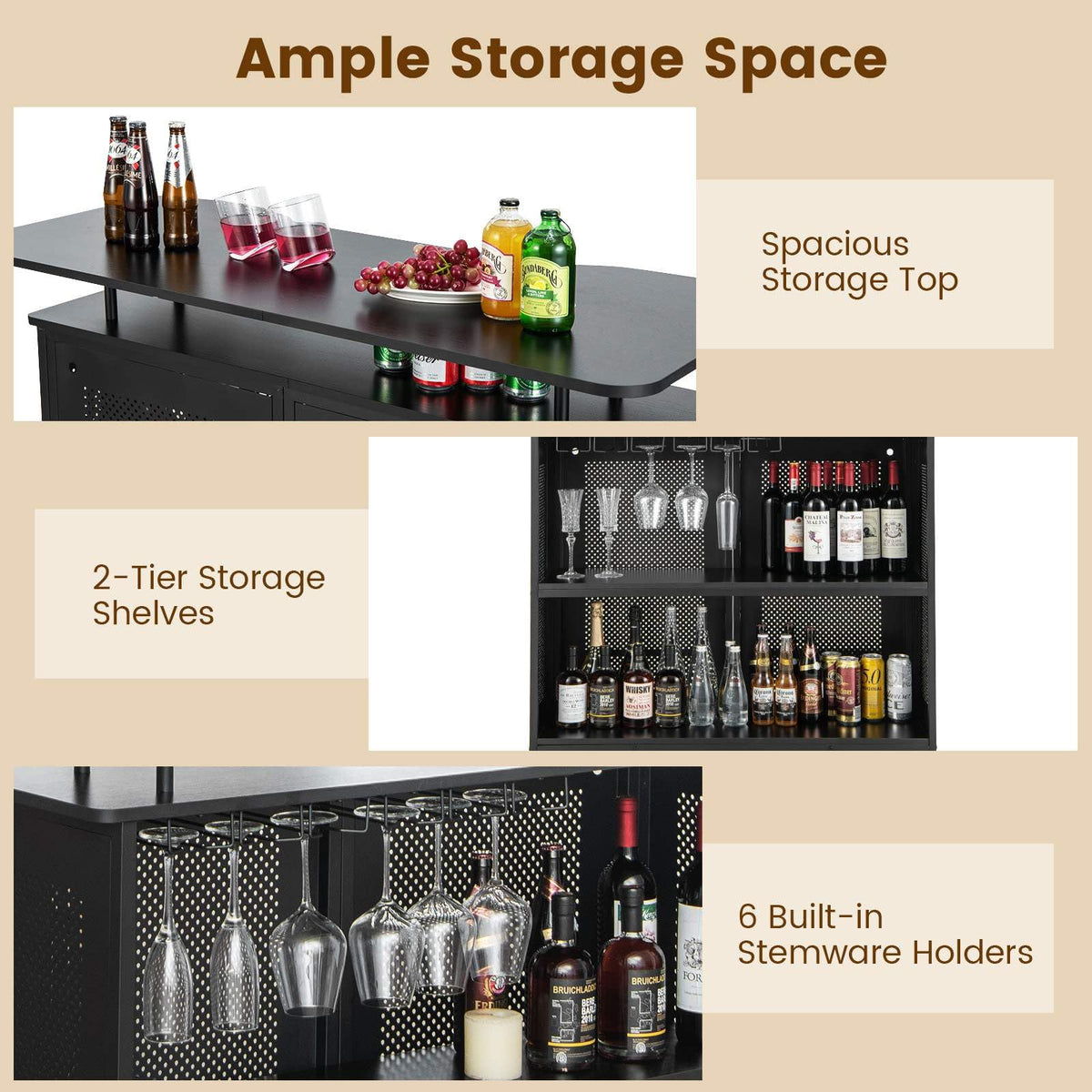 Giantex 4-Tier Home Bar Unit, Home Bar Cabinet