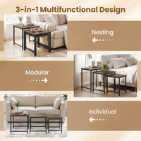 Nesting Coffee Table Set of 3 with Heavy-Duty Metal Frame