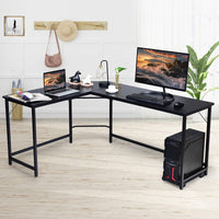 L-Shaped Corner Computer Desk, Home Office Desk PC Laptop Study Table, with CPU Stand