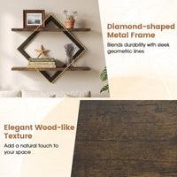 Giantex 2-Pack Diamond Shaped Floating Shelves for Wall
