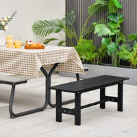 2-Person HDPE Outdoor Bench Garden Seating Iron Frame Dining Chair