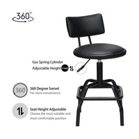 Giantex 2Pcs Adjustable Height Bar Stool, 360 Degree Swivel Barstools w/ PU Leather Cushion, Black