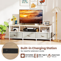 3-Tier Media Entertain Center with Power Outlets USB Charging