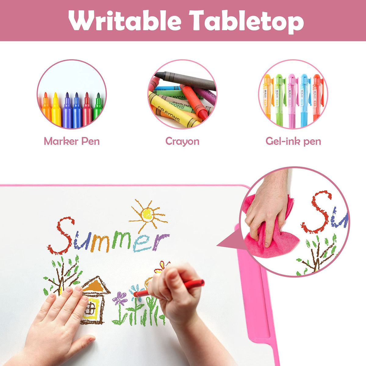 Home School Children Desk and Chair Set for Boys and Girls