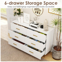 6 Drawer Dresser with Anti-Toppling Device and Modern TV Stand
