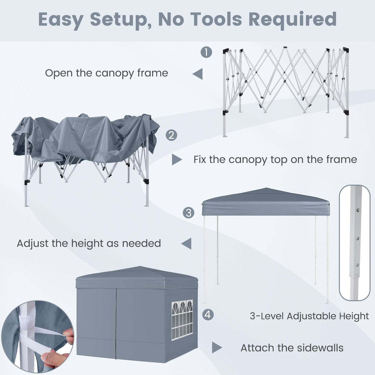 3 x 3 m Pop up Canopy Tent Outdoor Patio Commercial Sunshade Shelter