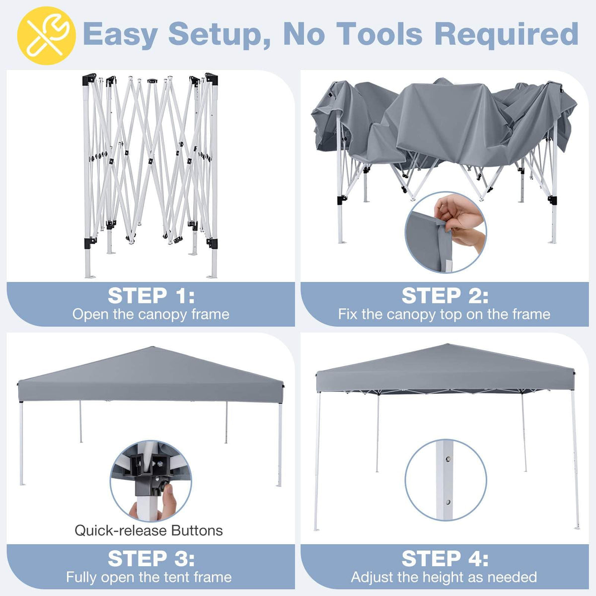3 X 3 m Pop up Canopy Tent with Carrying Bag and 8 Stakes