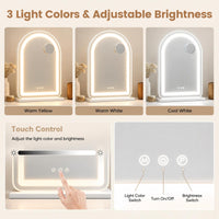 Giantex Arched Vanity Mirror with LED Lights & Removable Magnify Mirror