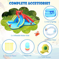 Inflatable Water Slide, 7 in 1 Giant Water Park Double Long Slide w/Splash Pool, Tunnel Adventure (with 750W Blower)