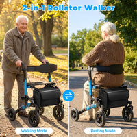 Rollator Walker for Seniors Folding Rolling Walker with Seat and Mesh Backrest