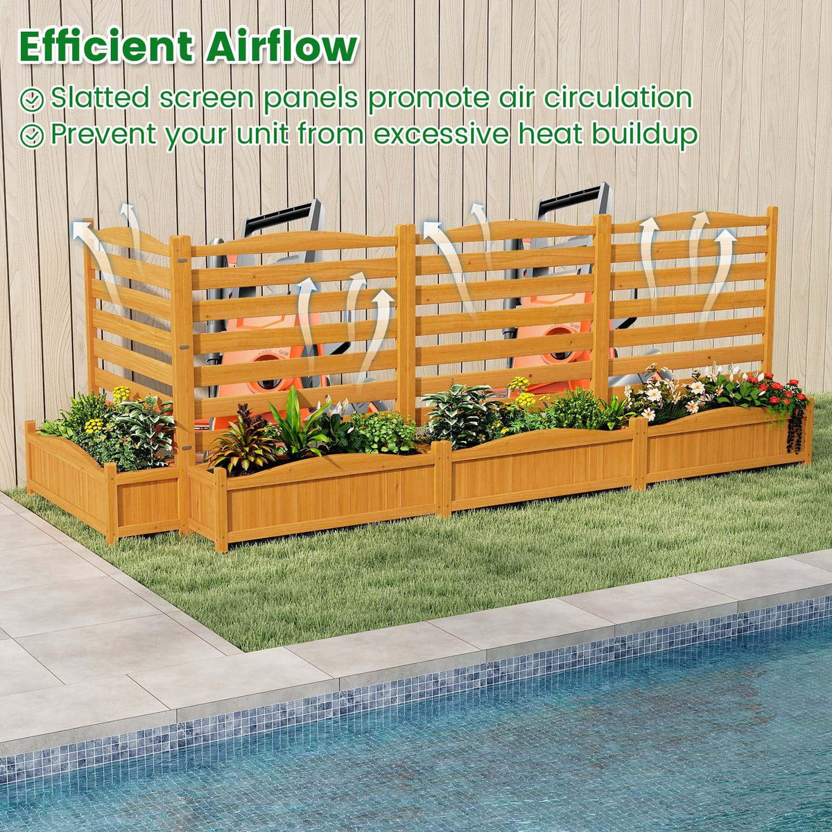 Air Conditioner Fence with Planter Box and No-Dig Kit