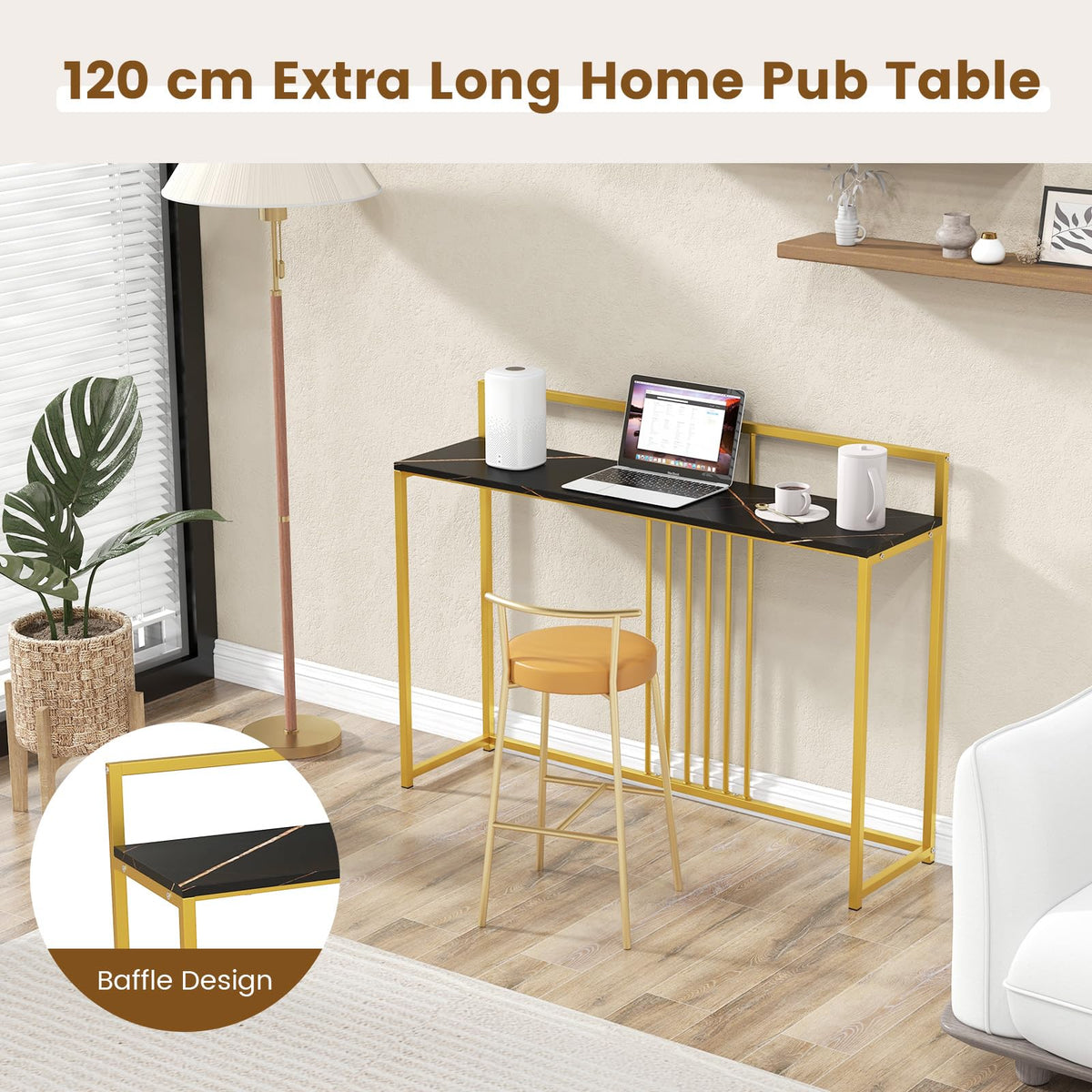 Giantex Modern Minimalist Console Table, Narrow Sofa Side Table w/Faux Marble Tabletop & Golden Steel Frame