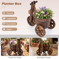 Barrel Flower Cart Planter with Drainage Hole for Growing Vegetables Herbs