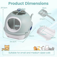 Cat Litter Box with Lid, Helicopter Style Fully Enclosed Cat Toilet