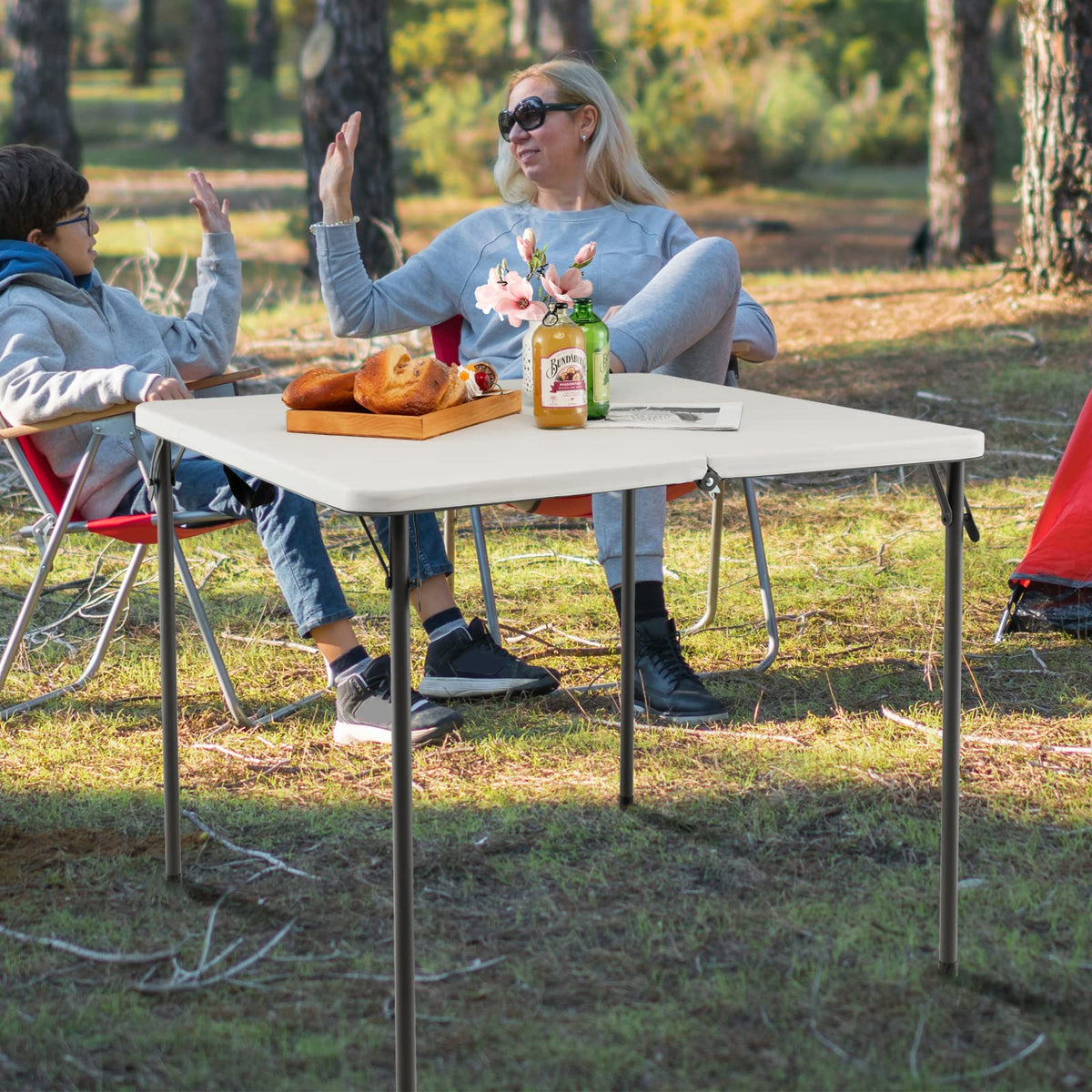 Folding Camping Table, Portable Picnic Camp Table with Handle